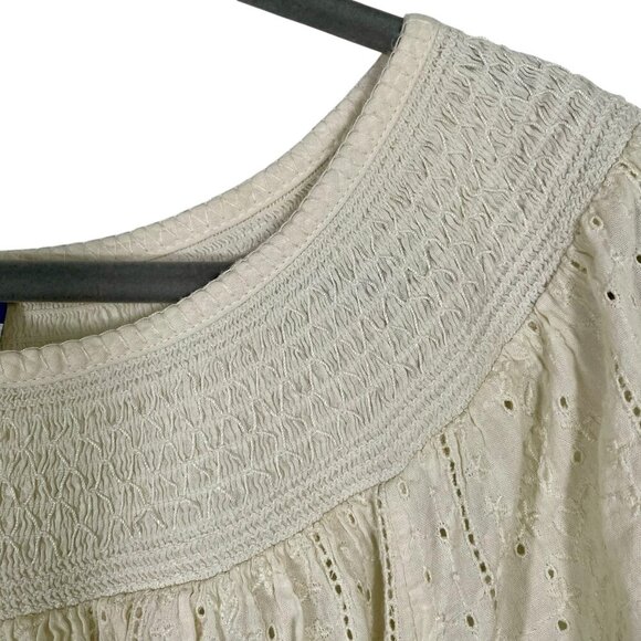 Old Navy Cream Eyelet A-Line Flutter Sleeve Pull-On Cotton-Blend Blouse Size XL - Picture 6 of 11